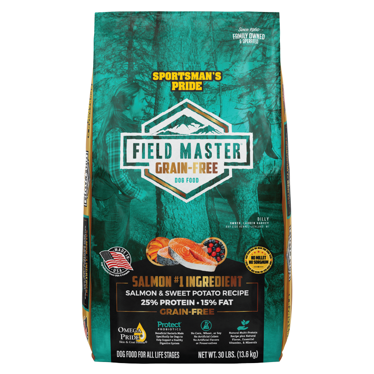 SPORTMANS PRIDE FIELD MASTER GRAIN FREE DOG FOOD SALMON AND SWEET POTATO